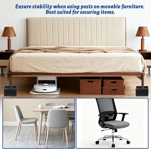 Vista 6 de Paquete de 4 elevadores rectangulares para cama de 3 pulgadas, bloques elevadores de escritorio en forma de L, resistentes y ajustables, para cama