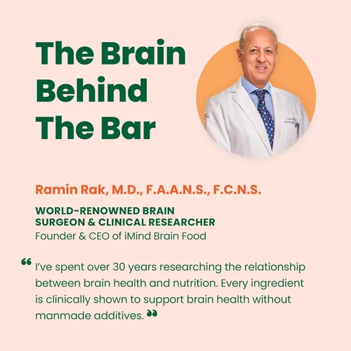 Vista 6 de iMind Brain Food Bars - Barras orgánicas veganas de frutas saludables para adultos y niños con bacopa, luteína, Omega 3-6, colina, barra energética