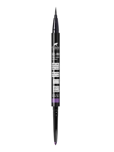 Vista 3 de Kokie Delineador de ojos de doble punta con tinta de gel (amatista/negro mate)