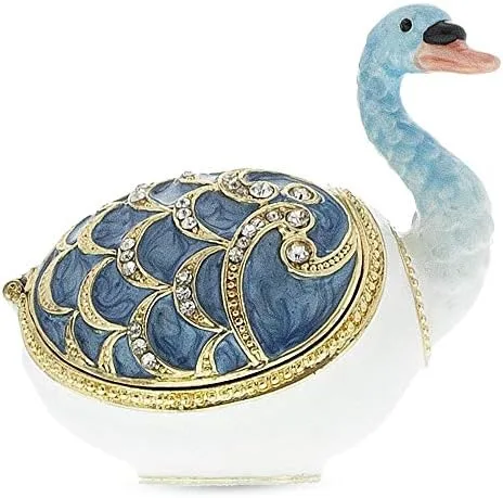 Vista 8 de BestPysanky Figurita de caja de baratija de cisne con joyas
