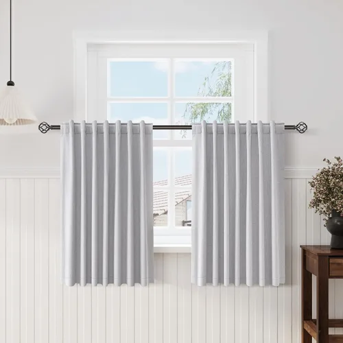 Vista 56 de Nanspring Cortinas de lino 100% opacas para dormitorio, 96 pulgadas de largo, con pestaña trasera, bolsillo para barra, aislamiento térmico, cortina