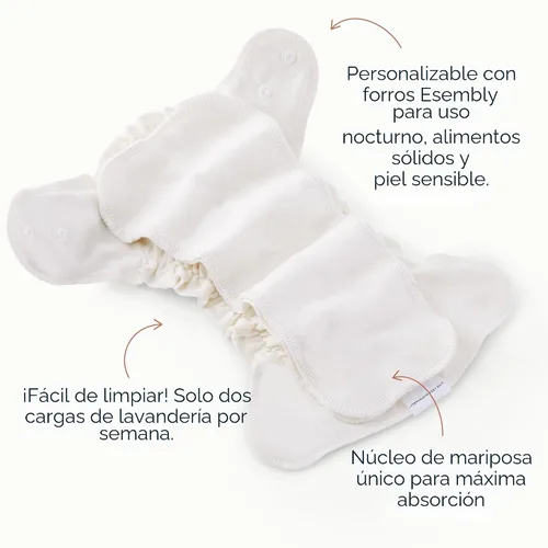 Vista 3 de Esembly Pañal interior de tela – Pañal ajustado de algodón orgánico, suave, ultraabsorbente, capa de ajuste recortado para combinar con exterior