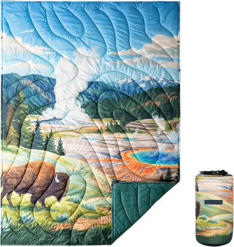 Vista 14 de KingCamp Manta de camping ultraligera, manta plegable portátil, 79 x 57 color fantasía (Canoe)