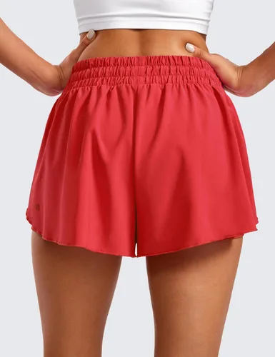 Vista 2 de CRZ YOGA Pantalones cortos de correr 2 en 1 para mujer, cintura alta, secado rápido, atléticos, gimnasio, descanso, entrenamiento, lindas faldas