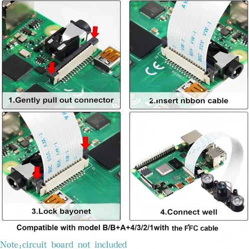 Vista 5 de Weewooday 2 juegos para cámara 1080P Webcam 5MP OV5647 Sensor de visión diurna y nocturna IR-Cut Video Focus Ajuste Compatible con Raspberry Pi RPi