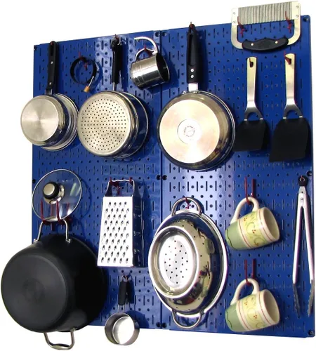Vista 22 de Wall Control Organizador de Tablero Perforado de Cocina Estante de Almacenamiento de Ollas y Sartenes Kit de Organización con Tablero Perforado