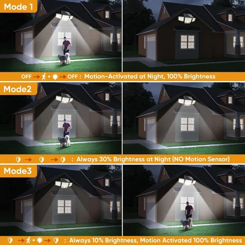 Vista 4 de MDCMDCM Luces solares con sensor de movimiento para exteriores impermeables - 3000LM 3 modos luces de seguridad para exteriores iluminación de 270°