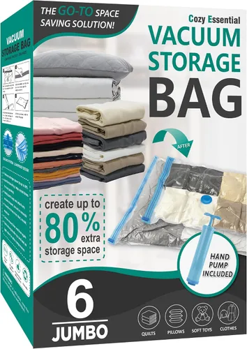 Vista 15 de Cozy Essential Vacuum Storage Bags, 80% Compression Vacuum Seal Space Saver Plastic Packaging Bags for Clothes, Blankets, Pillow, Bedding