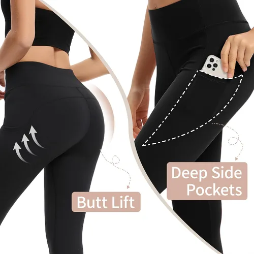 Vista 4 de adorence Leggings para mujer con bolsillos (cintura alta, elásticos y opacos), pantalones de yoga, leggings de entrenamiento para mujer