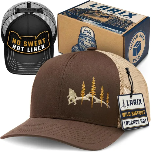 Vista 11 de LARIX Trucker Hat Men - Snapback Cap with Breatheable Mesh Back, Hats for men, Mens Hat, Mens Trucker Hats Negro (Wb)
