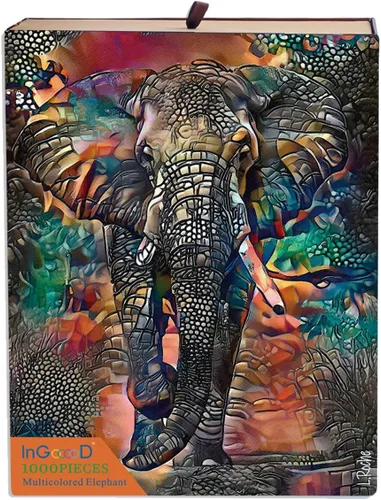 Vista 2 de Ingooood Rompecabezas de 1000 piezas, serie de fantasía, elefante multicolor, juguetes de entretenimiento para adultos, graduación especial o regalo