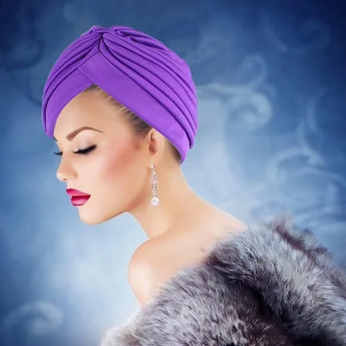 Vista 6 de Gorro de turbante para mujer, gorro africano de la India, para mujeres y niñas