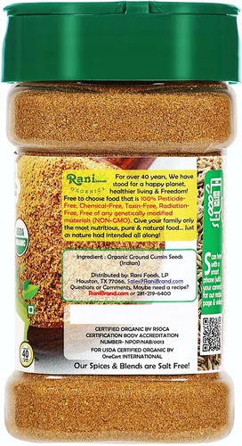Vista 4 de Rani - Polvo de comino orgánico (polvo Jeera) 3 onzas (3.00 oz) de PET en tarro ~ Todo natural Vegano Apto para gluten Sin OMG Origen indio