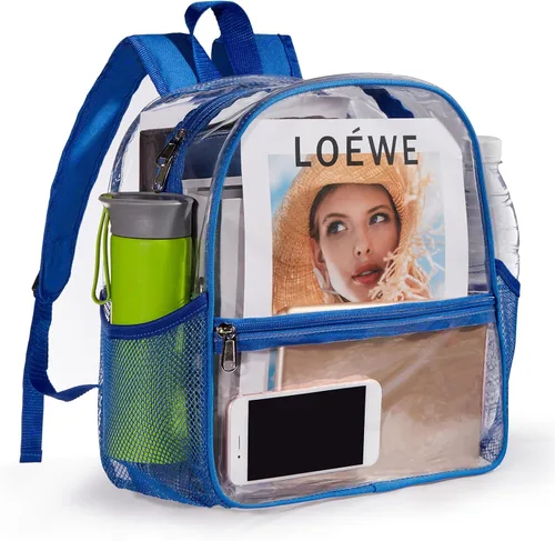 Vista 9 de ZJIE Mini mochila transparente de 12 x 12 x 6 pulgadas, aprobada por