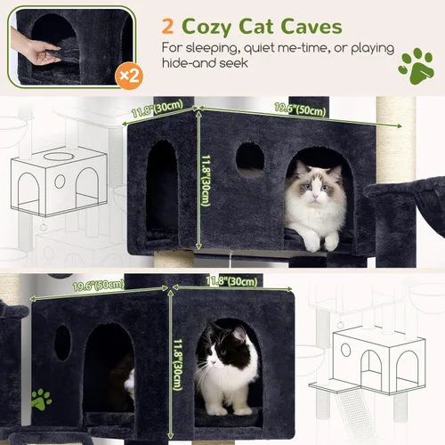 Vista 2 de Globlazer Árbol grande para gatos, torre de escalada para gatos de 72 pulgadas de alto para gatos adultos grandes, muebles de varios niveles con 2