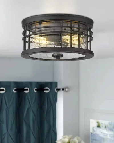 Vista 3 de zeyu ZW01-F BK - Lámpara de techo de montaje empotrado, 2 luces, para cocina, pasillo, 12 pulgadas, acabado negro con vidrio semillado, ZW01-F BK