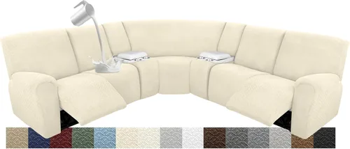 Vista 23 de Fundas para sofá modular reclinable, impermeable, en forma de L, lavable, para sofá reclinable en forma de L, súper elásticas, suaves, para esquinas