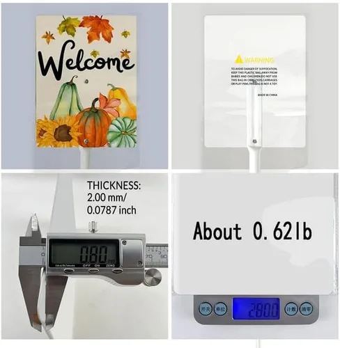 Vista 7 de Letrero de bienvenida de otoño de 4.6 x 6 pulgadas para patio con estaca, letrero de aluminio resistente sin óxido, letreros decorativos de otoño S1