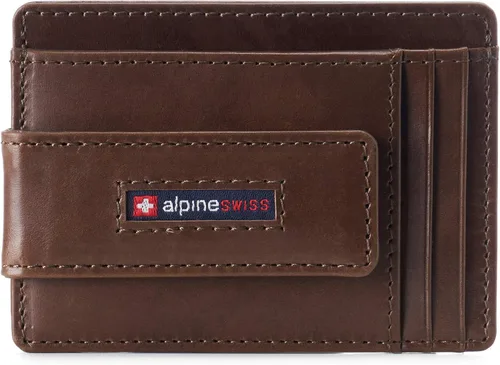 Vista 9 de Alpine Swiss Harper - Billetera delgada con clip para dinero, bolsillo frontal, RFID, de cuero, minimalista, para hombre, con soporte para tarjeta