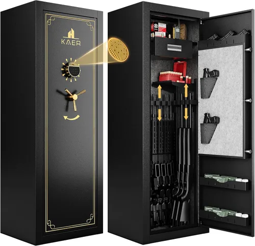 Vista 8 de KAER 15 Caja Fuerte Ensamblada - Caja Fuerte Biométrica de Huella Dactilar para Rifles y Pistolas, Caja Fuerte Grande para Rifles Largos y Escopetas
