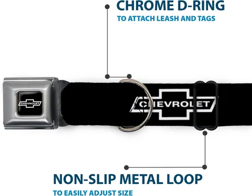 Vista 4 de Buckle-Down DC-WCH044-S Collar de perro CHAX-1965 CHAX-1965 CHEVROLET Bowtie a todo color negro/blanco, pequeño 1965 Chevrolet Bowtie - Anillo