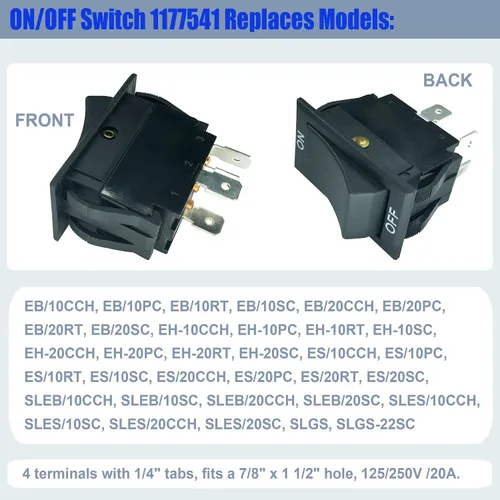 Vista 3 de DTAIR Reemplazo del interruptor de alimentación de rango 1177541 para Southbend Range 20A (SPDT)