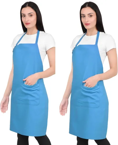 Vista 23 de Delantal de cocina de algodón resistente a las gotas de agua con delantales ajustables para mujer con bolsillos 8 opciones de color para cocinar