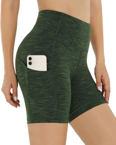 Vista 3 de IUGA Pantalones cortos de yoga para mujer con bolsillos de 8 a 5 pulgadas para mujer, pantalones cortos de entrenamiento de cintura alta, pantalones