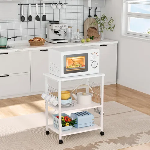 Vista 2 de Mr IRONSTONE Carrito de microondas de 23.7 pulgadas para espacio pequeño, soporte de microondas de 3 niveles, carrito de café, carrito de cocina