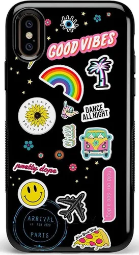 Vista 29 de Casely Funda para iPhone Xs Max Funda con estampado de festival (solo buenas vibraciones)