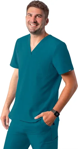 Vista 16 de Adar Addition Scrubs para hombre - Camiseta médica clásica con cuello en V Negro