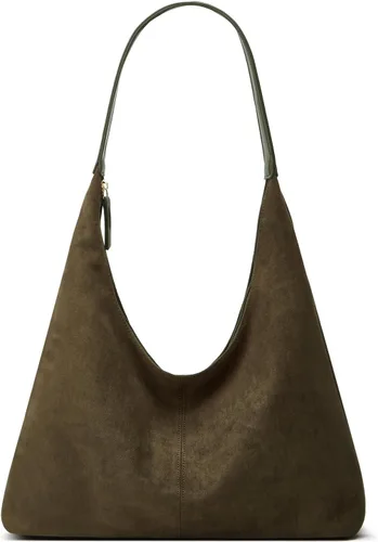 Vista 16 de Bolso de hombro de ante moderno para mujer, bolsa de mano, bandolera, bolso con asa superior, bolso para viajes, universidad, trabajo
