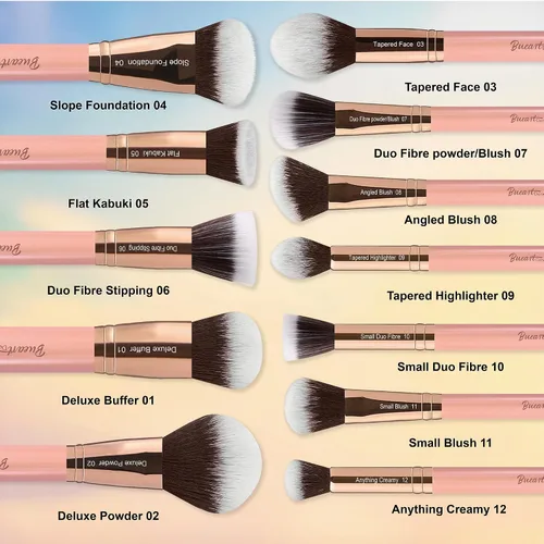 Vista 8 de Bueart Design Juego de 30 piezas de brochas de maquillaje profesional de lujo con estuche extra grande para base, mezcla facial, colorete