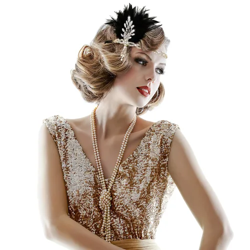 Vista 9 de FRCOLOR Diadema de cristal de los años 20, accesorios para el cabello de Gatsby para mujer