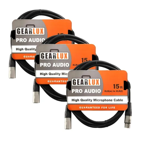 Vista 33 de Gearlux – Cable de micrófono XLR, completamente balanceado, macho a hembra, 25 pies - Paquete de 3