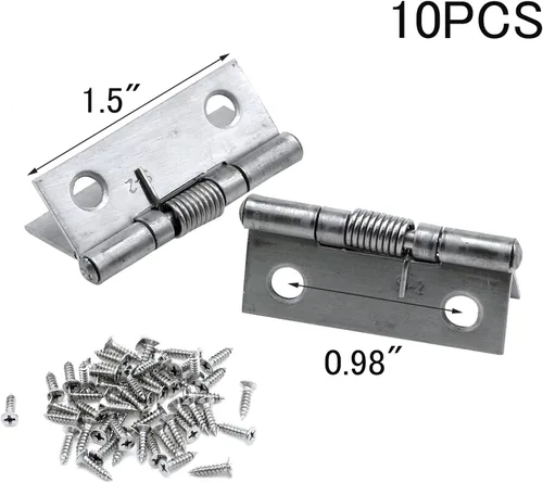 Vista 2 de MY MIRONEY Paquete de 10 bisagras de resorte de cierre automático de 1.5 pulgadas, bisagras de resorte con tornillos, accesorios de bricolaje