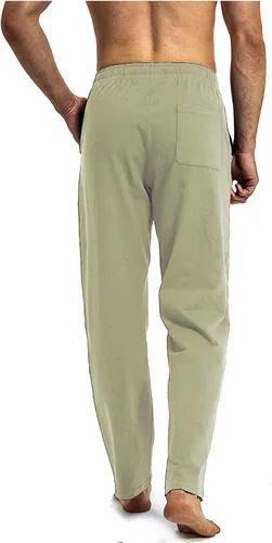 Vista 3 de HARTPOR Pantalones deportivos para hombre, pantalones deportivos de yoga, casuales, holgados, con bolsillos, pierna recta