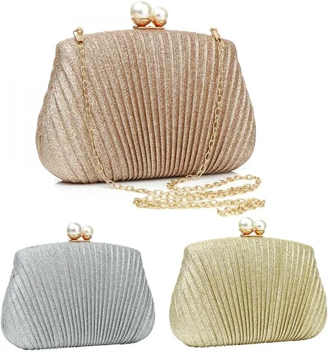 Vista 2 de YYW Bolsos de mano para mujer, elegante bolso de mano de noche con perlas para mujer, boda, cóctel, fiesta, bolso de mano