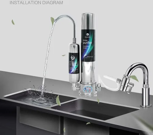 Vista 4 de Válvula desviadora de grifo de fregadero para filtro de agua sobre mostrador, accesorio rociador para filtro de encimera a adaptador de grifo