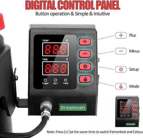 Vista 2 de AKEYDIY - Máquina de prensa de calor de 15 x 12 pulgadas, máquina de prensa para camisetas, prensa digital de 360 grados con brazo oscilante