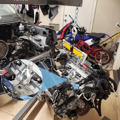 Vista 6 de NOVINO 7100 Juego de soportes de elevación del motor, 5,500 libras de capacidad para uso con niveladores de carga y eslingas, 2 juegos, color negro
