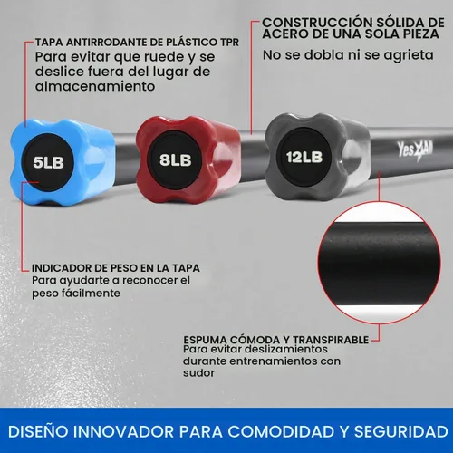Vista 3 de Yes4All Total Body Weighted Body Bar for Strength Training