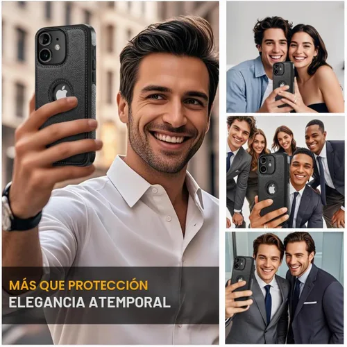 Vista 4 de Diseño compatible con iPhone 11, funda de cuero de lujo vintage, delgada, antideslizante, agarre suave, a prueba de golpes, funda protectora (2019)