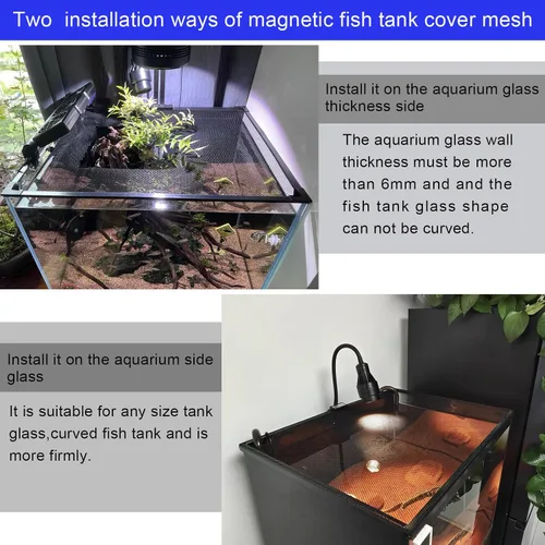 Vista 4 de Magnetic Aquarium Anti-Jumping net Cover mesh to Protect Fish Jumping Out of Fish Tank