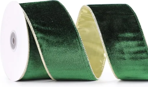 Vista 7 de Cinta metálica de terciopelo negro y dorado, 2.5 pulgadas x 10