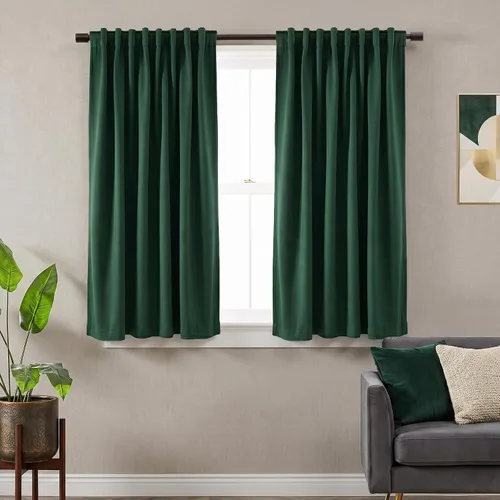 Vista 39 de SHINELAND Cortinas opacas cortas para ventanas de dormitorio, cortinas de baño, 45 pulgadas de largo