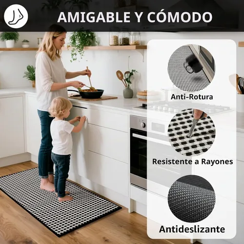 Vista 3 de YDKGL Alfombras de cocina antideslizantes y lavables, color negro, 17 x 30