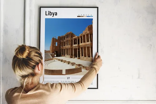 Vista 4 de Póster de Libia, impresión de Libia, arte de pared, impresión de viaje, destino de viaje, pintura al óleo, póster para colgar en la pared, 395