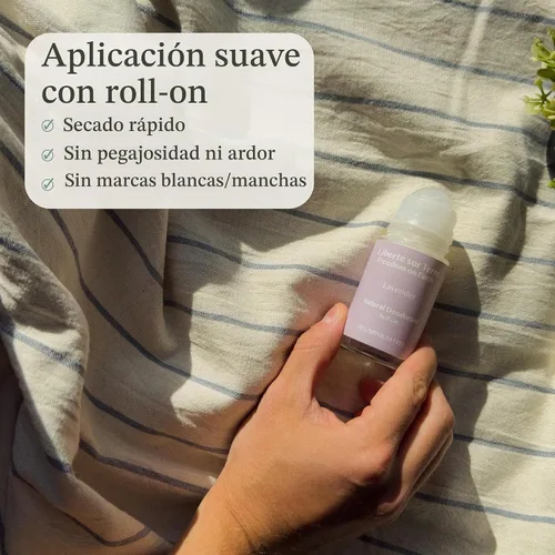 Vista 4 de Desodorante natural roll-on lavanda, sin aluminio
