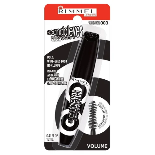 Vista 6 de Rimmel London Scandaleyes Retro Glam rímel, voluminizadora, pestañas rellenas, sin grumos, 003, tarjeta de uva, 0.4 onzas, (paquete de 2)